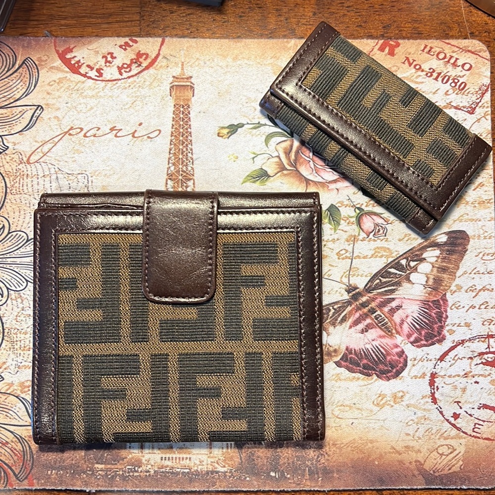 Authentic Fendi Compact Wallet and Key Clets Bundle. Excellent Used Condition